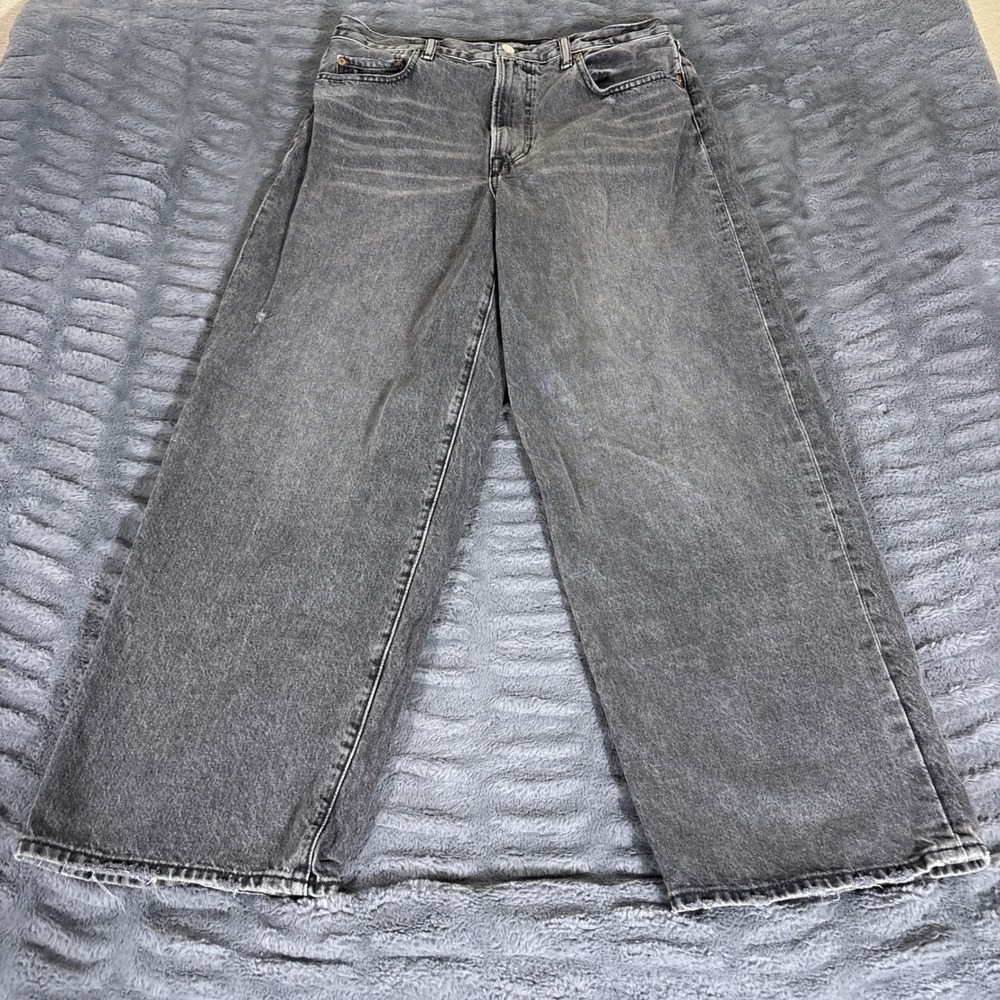 Abercrombie & Fitch Ultra Baggy Rigid Denim Jeans 33x30 Washed Black Gray